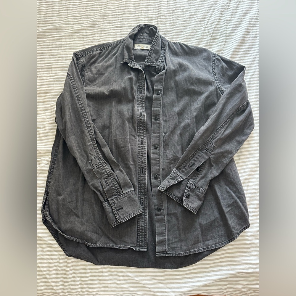 Madewell Casual Gray/black Jean Button-Up Shirt